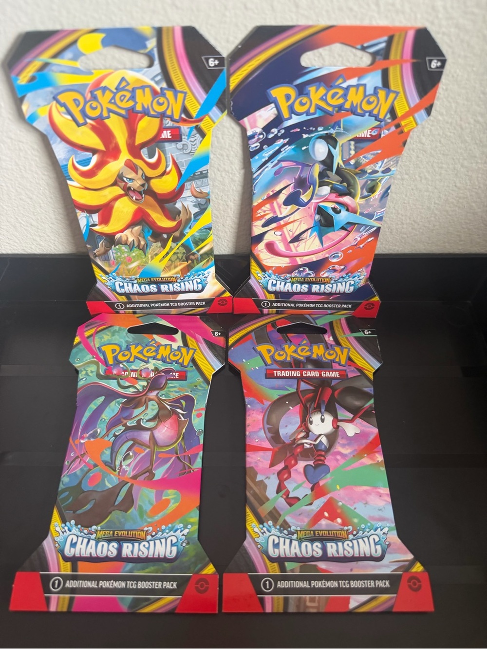 Pokemon TCG Full Art Set Lot of 4 Booster Packs- Mega Evolution Chaos Rising